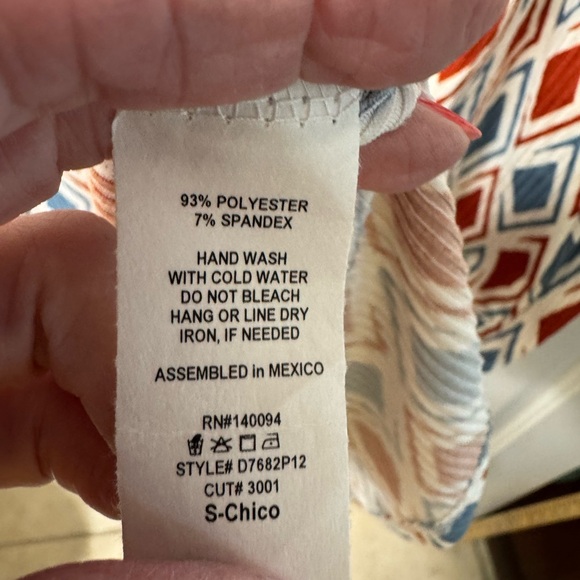 Jessica Simpson Faux Wrap Dress, S, blue/red sleeveless, V-neck NWOT - Picture 11 of 11